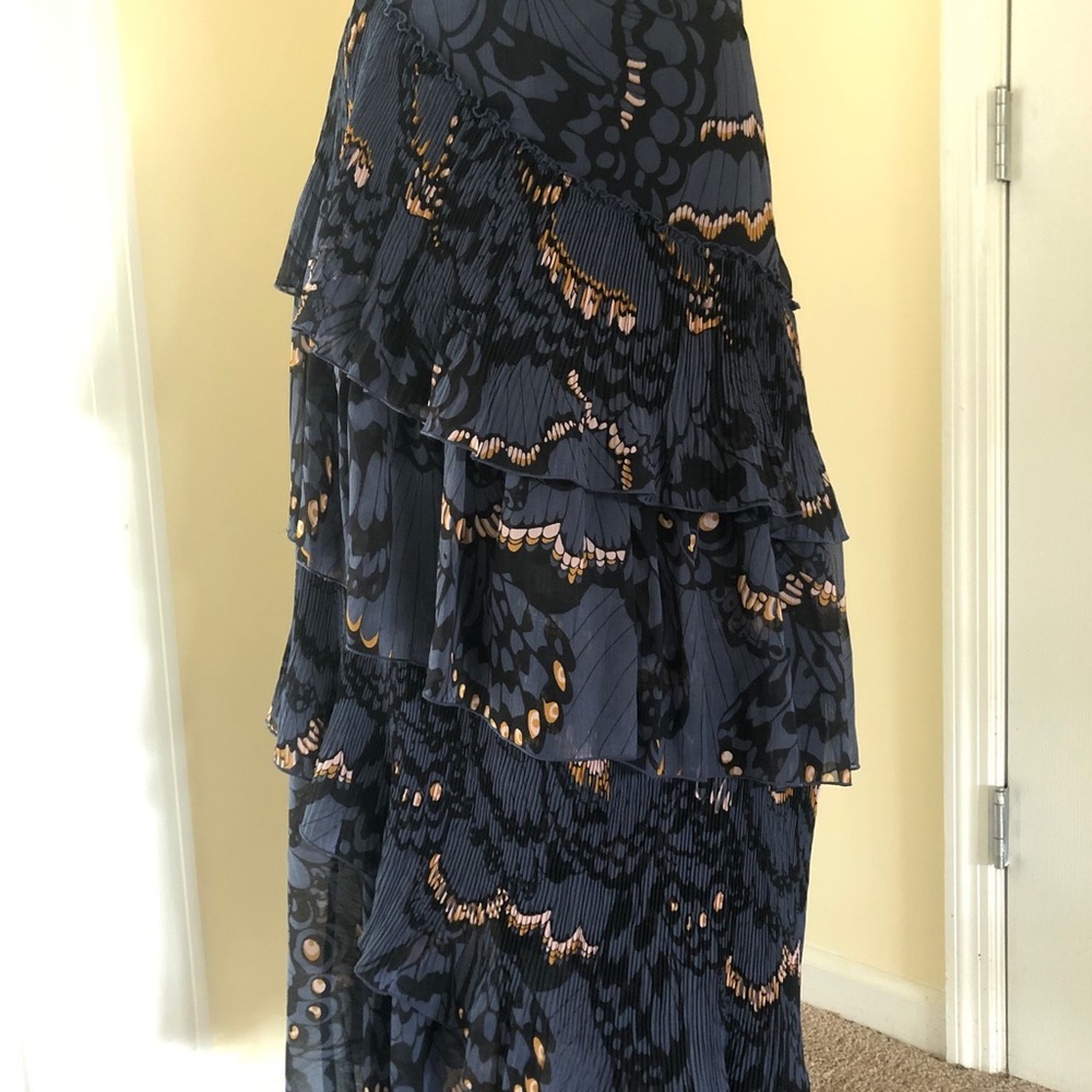 Ted Baker Navy and Gold Maxi Skirt